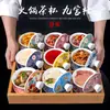 Conjunto de Pratos para Hot Pot com Pratos de Nove Compartimentos, Pratos Criativos e Únicos para Legumes para Restaurantes de Hot Pot, Caixa de Madeira Dividida de Bambu Comercial