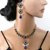 Set de Joyería de Lujo Transfronterizo Europeo y Americano con Forma de Gota de Agua, Exagerados Pendientes de Perla y Collar de Circonita Estilo Vintage de Corte al por Mayor