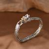 Pulsera de Plata S925 Rey Ciervo Dorado Retro Envejecida Tejida Cadena Cola de Zorro Versión Ancha Plata Tailandesa Pulsera Cabeza de Dragón para Hombre Joyería de Plata