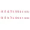 Uñas Postizas Acabadas de Color Sólido Degradado Rosa Nude de Cuero de Gama Alta Estilo Girly Corto Manicura Usable Año Nuevo Extraíble