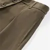 Diseño elegante, cierre de botón inclinado, pantalones casuales para hombre, marca de moda de alta gama, estilo cleanfit, plisados, tela fluida, corte holgado, pantalones largos de pierna recta