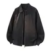 Chaqueta de trabajo extragrande para hombre, adecuada para primavera y otoño, estilo holgado y casual, diseñada para complexiones más grandes, estilo urbano americano, elegante y genial, con cuello de solapa