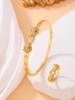 Pulsera Set de Dos Cabezas de Leopardo Simétricas Incrustadas con Circonitas Chapada en Oro con un Diseño Vintage y Único, Llena de Estilo y Lujo