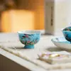 Pintura al Óleo Estilo Dinastías Tang y Song Flor de Rosa Alta Estética Taza Maestra de Cerámica Pintada a Mano para Uso Doméstico, Taza de Té de Pie con Boca de Flor, Taza de Degustación