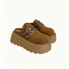 Zapatos de media pantufla Birkenstock para aumentar la altura de personas bajas, calzado de exterior para mujer, nuevo otoño 2026, hebilla de cinturón, suela gruesa, pantuflas casuales