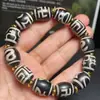 Pulsera de Cuentas Dzi para Hombres Mayores de Xizang, Pulsera de Cuentas Dzi Retrato Familiar de Ojo Único a Nueve Ojos, Pulsera de Cuentas Dzi Multicolor en Negro y Blanco
