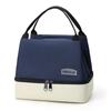 Bolsa de almuerzo con bloques de color y compartimentos, forma cuadrada, bolsa de bento simple y elegante, caja térmica con bolsa de hielo aislante