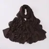 Transmissão ao vivo Cachecol longo de chiffon de pérola criptografado transfronteiriço com flores dobradas feitas à mão e contas, lenço de gaze de minoria étnica, lenço de cabeça malaio