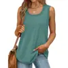 2026 Amazon Wish Verão Europeu e Americano Costurado Sem Mangas Gola Redonda Cor Sólida Regata Camiseta Estilo Doce Transfronteiriço para Mulheres