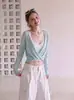 Cardigan de tricô fino de verão feminino com proteção solar, combinado com saia de alça, capa externa, top curto 581