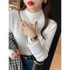 Nuevo 2024 de alta calidad cuello semi-alto afelpado acolchado para mujer otoño e invierno una pieza de terciopelo camiseta básica con suéter de estilo extranjero