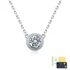 Collar de plata de ley S925 con moissanita y cadena de burbujas para clavícula, colgante simple y elegante para mujer, venta al por mayor de fábrica, se puede enviar en nombre de los clientes