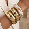 Accesorio transfronterizo de gran venta, producto nuevo: brazalete abierto de forma de ola irregular para mujer, conjunto de tres piezas personalizado y de moda de joyería para mujer