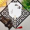 Leque Laqueado Personalizado com Texto, Leque Redondo Espessado, Leque Pintado à Mão Estilo Chinês Semitradicional, Superfície do Leque Estilo Antigo Pincelada Livre em Tinta Lavada Totalmente Branca, Material de Bambu