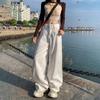 YC & Branco Retro Cintura Alta Solto Perna Larga Calças All-match Dipped Outono e Inverno Jeans Reto Mulheres & Calças Longas