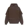 Ropa para Hombre Jia Yi Ku 2026 Estilo Páramo Sudadera con Capucha de Felpa Lavada con Escamas Falsas de Dos Piezas Estilo Callejero Americano Sudadera Desgastada