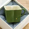 Taza de Té de Cerámica Verde Mandarina del Fabricante con Acentos Dorados, Taza Especial de Maestro, Juego de Té Personal para Mujeres, Taza de Degustación, Recipiente para Té