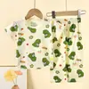 Conjuntos infantis personalizados de manga curta, roupas de casa para meninos e meninas, pijamas infantis, roupas infantis, algodão puro, atacado Classe A