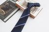Gravata Masculina Britânica Retro Escuro Vermelho Marrom Padrão 8CM Vestido Profissional Negócios Casual Listrado Azul Casamento