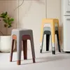 Banqueta de Plástico para Uso Doméstico, Banqueta Alta Moderna Simples Espessa para Sala de Estar e Sala de Jantar, Banqueta Quadrada Dopamina Empilhável para Adultos