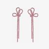 Brincos de Argola Amazon Cross-border Nova Moda Versátil com Laço Strass Longo Franja Elegante para o Dia a Dia Brincos de Nicho para Mulheres