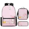 Suministro de fábrica Mochila con estampado de Hello Kitty Bolso escolar de poliéster Bolso cruzado casual Estuche para lápices de estudiante Traje