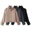 Moda europea y americana transfronteriza para mujer AliExpress superventas chaqueta corta informal suelta con cuello mao