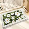 Alfombra de piso floral fresca y simple para baño del hogar, absorbente de agua y antideslizante, alfombra decorativa de cachemir artificial amigable con la piel