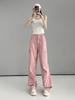 Overol Blanco Americano para Mujer Verano Delgado Moderno Combinable Holgado Adelgazante Pierna Pantalón Casual Cintura Alta Pantalón Deportivo