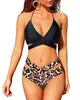 Traje de Banho Feminino Dividido Europeu e Americano 2025 Transfronteiriço Estampado Combinando Cores Cintura Alta Bikini Amazon bikini