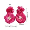 Estilo Vacaciones de Verano Flor Dopamina Clips para Oreja Sin Perforar para Mujer, Pendientes de Moda, de Alta Gama, Dulces y Exagerados