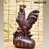 Decoración de gallo grande tallado en ébano, animal de madera, doce pollos del zodiaco, decoración del hogar, sala de estar, artesanías de palisandro