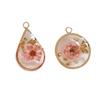 Estilo japonés y coreano romántico incrustado flor eterna lámina de oro gota colgante redondo transparente diy joyería aretes collar accesorios