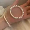 Pulsera Popular Nueva de Shijia Pearl para Niñas, Doble Capa, Lujo Ligero, Nicho, Exquisita, Perla Francesa, Pulsera de Plata de Ley