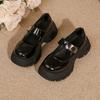 Zapatos Mary Jane de Cuero con Suela Gruesa para Mujer 2026 Nuevos de Primavera y Otoño Estilo Universitario Zapatos Jk para Combinar con Faldas, Zapatos de Salón con Cierre de Velcro, Zapatos de Plataforma