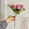 Rosa Coreana de 10 Cabezas Flor Artificial Ramo de Boda Utilería para Fotografía Decoraciones de Mesa Arreglo de Pared Floral Moderno y Sencillo