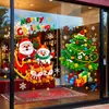 Decoraciones navideñas, Papá Noel, árbol de Navidad, copo de nieve, pegatinas electrostáticas para vidrio, decoraciones para escaparates, pegatinas de ventana de dibujos animados
