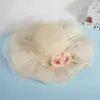 Sombrero de Paja Estilo Francés Ondulado para el Sol para Mujeres al Aire Libre en Verano, de Alta Gama, Ala Ancha, Lazo de Encaje, Protección Solar