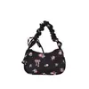 Bolso de Lona Floral Suave y Dulce para Mujer 2026 Nuevo Bolso de Hombro Único con Cordón Alto Valor Estético Estampado Floral Pequeño Nudo de Lazo Bolso de Axila