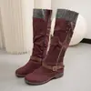 Botas Martin de caña alta de Amazon para comercio exterior talla grande para mujer otoño e invierno nuevas tacón cuadrado cremallera lateral botas de punto europeas y americanas para mujer