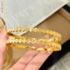 Pulsera con forma de corazón de hielo picado, latón bañado en oro, exquisita pulsera de lujo para mujer en color oro arena, deslumbrante y versátil, perfecta como regalo