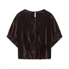 Exportación Transfronteriza Ropa de Mujer 2025 Otoño Nuevo Estilo Europeo y Americano Moda Estilo Globo Top de Terciopelo 9016871