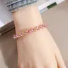Pulsera de Corazón con Pedrería Estilo Europeo y Americano, Joyería de Hojas Coloridas de Moda con Pedrería, Diseño Versátil, Accesorios de Lujo Ligero al por Mayor