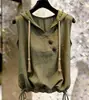 Nueva Camisa de Verano 2026 Verde con Capucha sin Mangas, Casual, Cómoda, Adelgazante, Holgada, Elegante, Versátil para Mujer