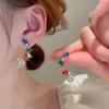 Aretes Colgantes de Diamante Coreanos Coloridos para Mujer, Aretes de Diseño de Nicho de Temperamento de Lujo Ligero Moderno
