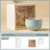 Taza de Té de Cerámica con Rama de Flor de Ciruelo de Horno Ru del Fabricante con Clavos Decorativos, Taza Especial de Maestro para Beber Té, Degustar Té y Taza Luohan