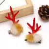 Pinzas para el pelo de asta de reno navideñas transfronterizas, accesorios para el pelo, pasadores decorativos de asta de reno simulada con temática de bosque navideño