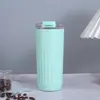 Taza de Café Simple Rayada de Acero Inoxidable 304 Taza de Agua para Estudiantes Hombres y Mujeres Taza Térmica Taza de Acompañamiento para Regalo Logo Imprimible