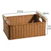 Cesta de almacenamiento de mimbre sintético ropa sucia juguetes bocadillos artículos varios cesta de almacenamiento tejida en bambú hogar sala de estar mueble de TV escritorio completo