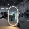 Marco de aleación de aluminio Espejo Inteligente Ovalado Espejo de Maquillaje LED Montado en la Pared Gabinete de Baño Espejo de Baño con 3 Colores Ajustables